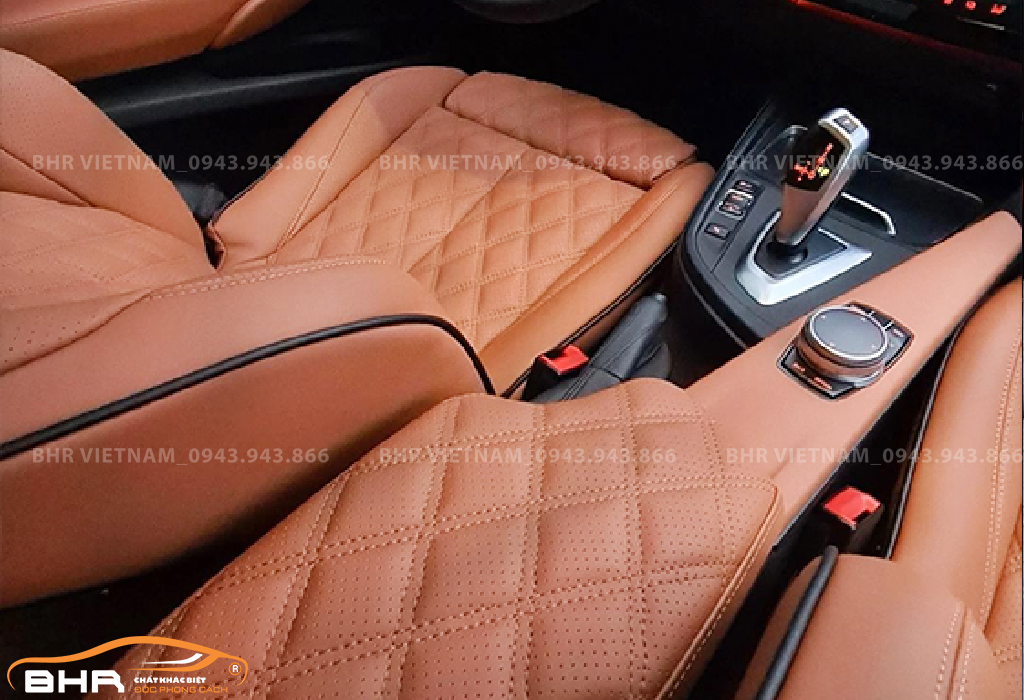 Bọc ghế da Nappa BMW 320i, 325i, 330i cao cấp, sang trọng màu da bò phối kiểu quả trám