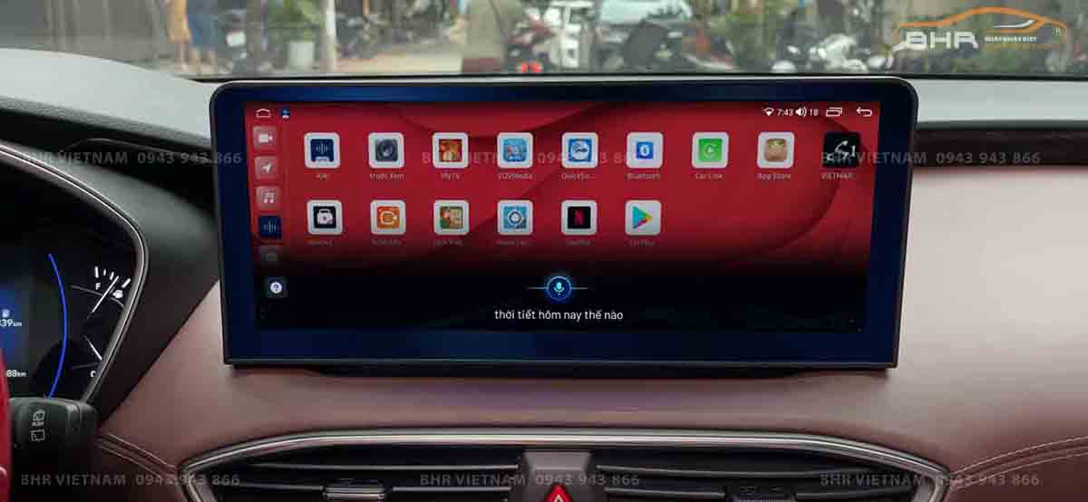 Điều khiển bằng giọng nói thông minh DVD 12.3 inch Hyundai Santafe 2018-nay