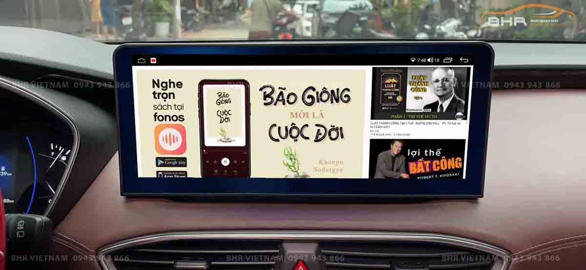 Giải trí Youtube, xem phim sống động trên màn hình DVD 12.3 inch Hyundai Santafe 2018-nay