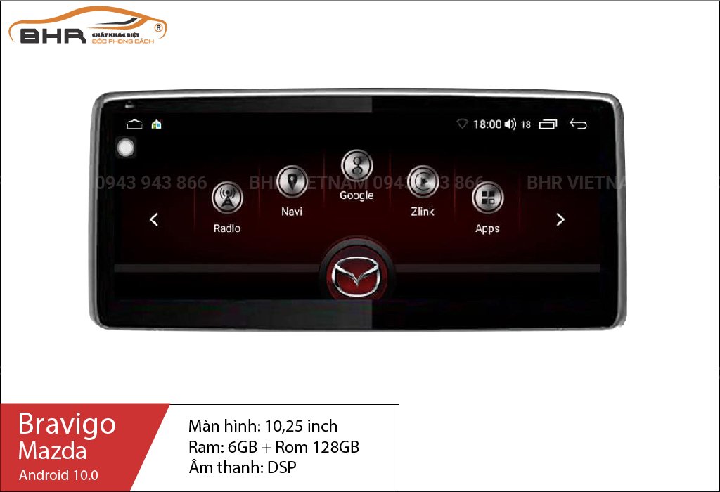 Thông số cấu hình màn DVD Bravigo Mazda 3 