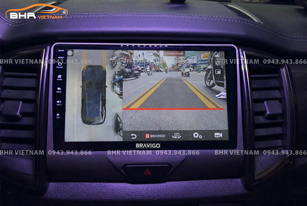 Hình ảnh quan sát camera trước màn hình DVD Bravigo Ultimate Ford Everest 2016 - nay