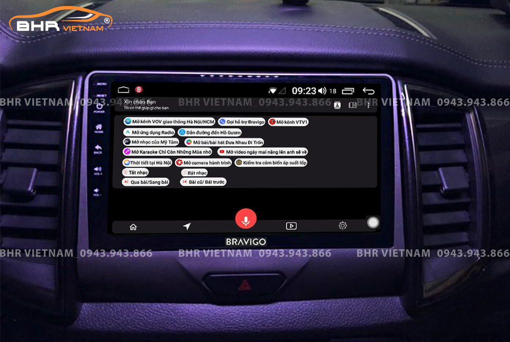 Điều khiển bằng giọng nói thông minh DVD Android Bravigo Ultimate (6G+128G) Ford Everest 2016 - nay