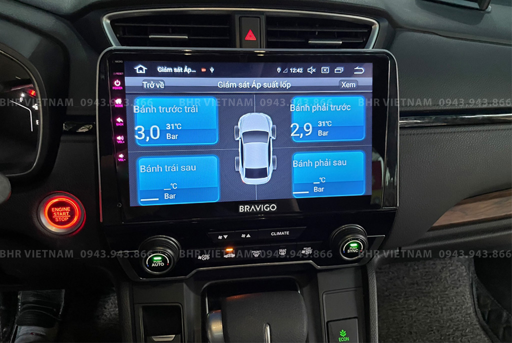 Hình ảnh quan sát cảm biến áp suất lốp Bravigo Ultimate Honda CRV 2018 - nay