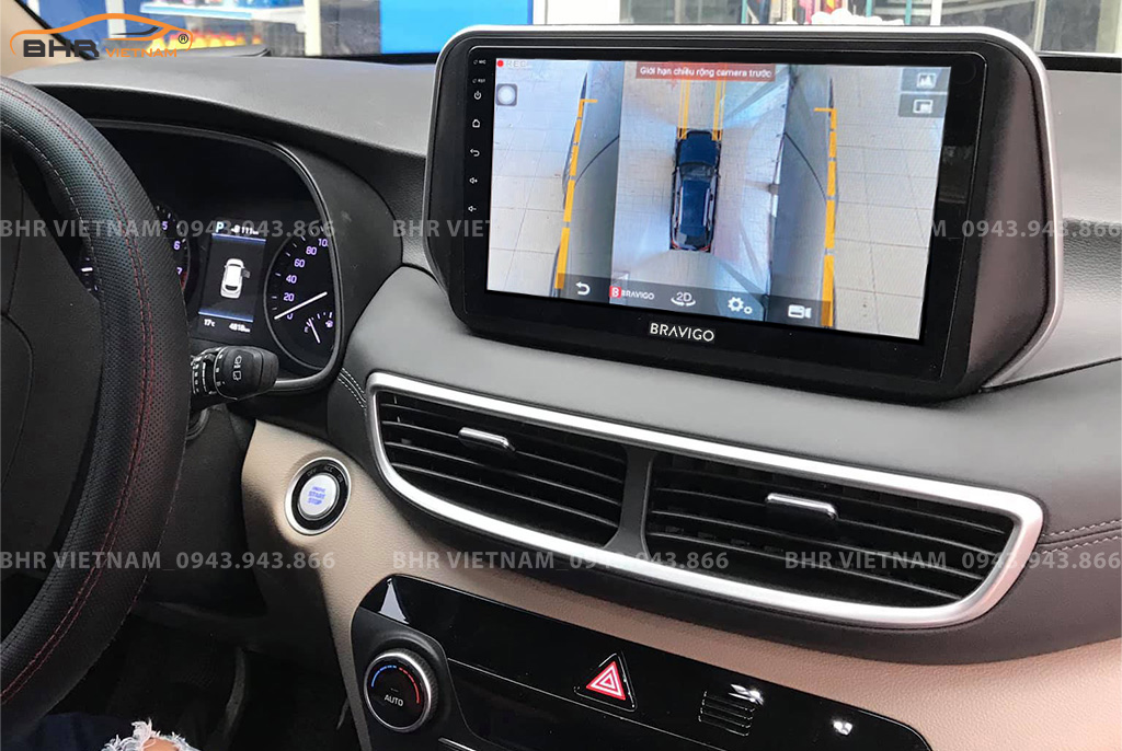 Hình ảnh quan sát 2 bên gương trên màn hình DVD Bravigo Ultimate Hyundai Tucson 2019 - nay