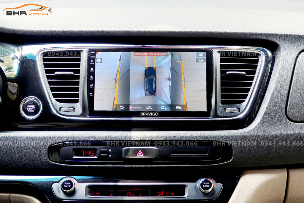 Hình ảnh quan sát 2 bên gương trên màn hình DVD Bravigo Ultimate Kia Sedona 2015 - nay
