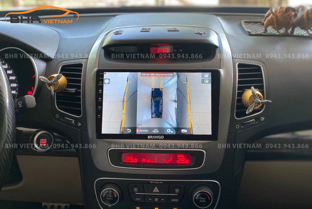 Hình ảnh quan sát 2 bên gương trên màn hình DVD Bravigo Ultimate Kia Sorento 2014 - 2020