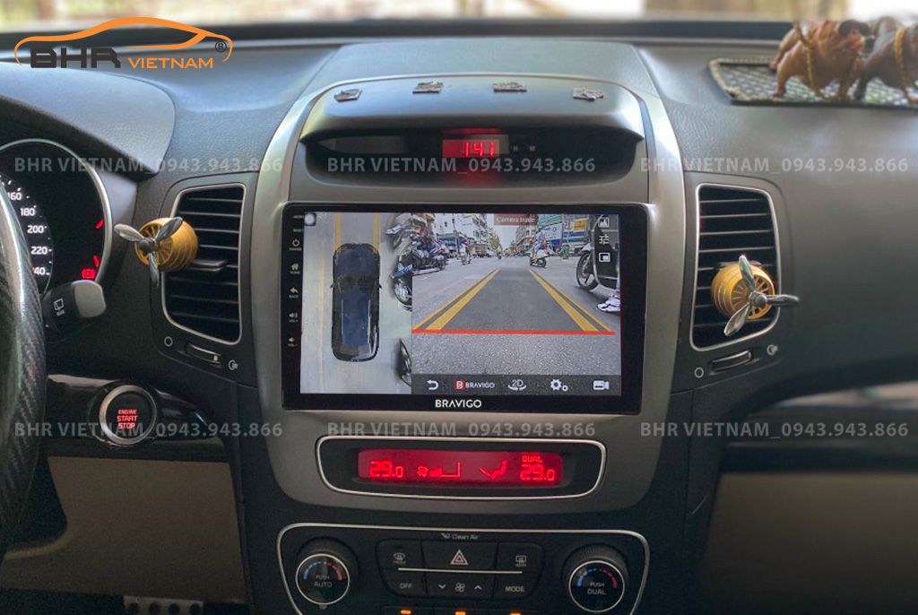 Hình ảnh quan sát camera trước màn hình DVD Bravigo Ultimate Kia Sorento 2014 - 2020