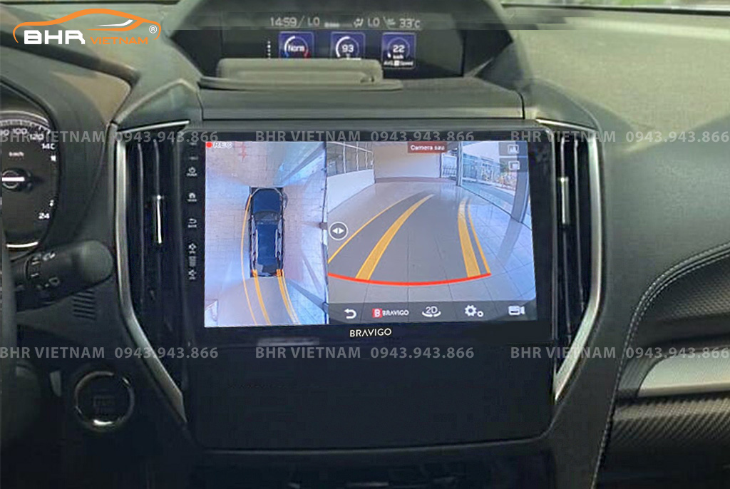 Hình ảnh quan sát từ camera sau trên màn hình DVD Bravigo Ultimate Subaru Forester 2020 - nay