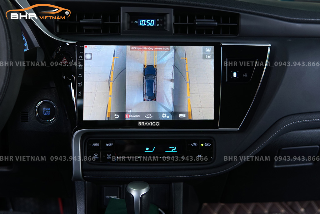 Hình ảnh quan sát 2 bên gương trên màn hình DVD Bravigo Ultimate Toyota Altis 2018 - nay