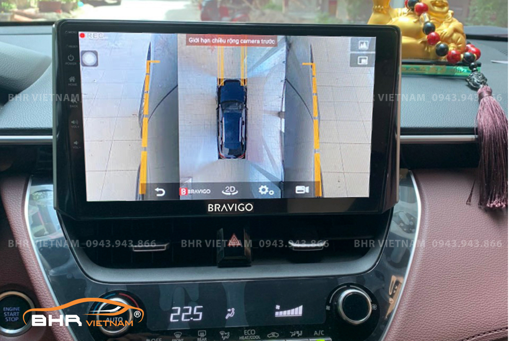 Hình ảnh quan sát 2 bên gương trên màn hình DVD Bravigo Ultimate Toyota Cross 2020 - nay
