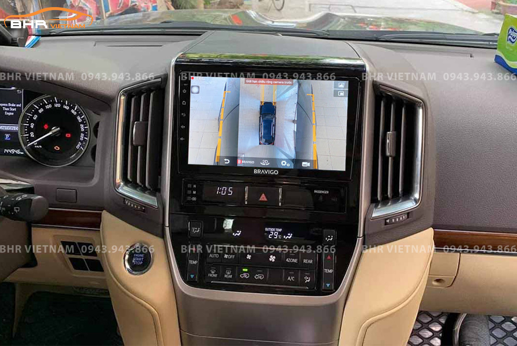 Hình ảnh quan sát 2 bên gương trên màn hình DVD Bravigo Ultimate Toyota Land Cruiser 2016 - 2020