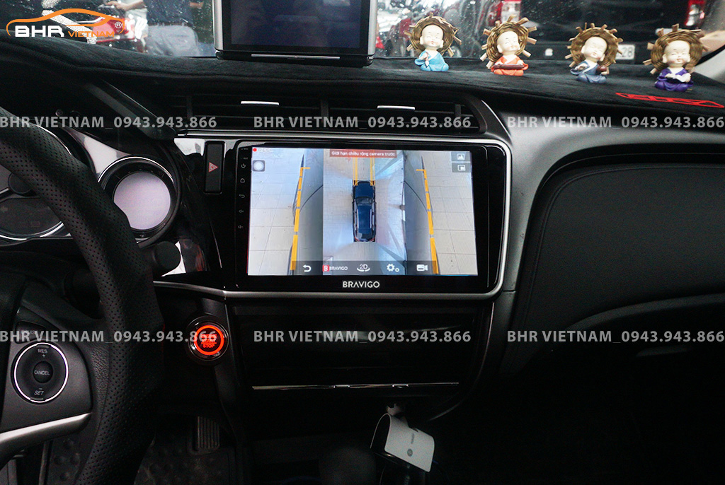 Hình ảnh quan sát 2 bên gương trên màn hình DVD Bravigo Ultimate Honda City 2018 - 2020