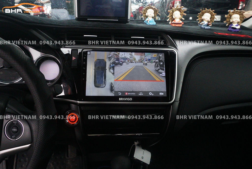Hình ảnh quan sát camera trước màn hình DVD Bravigo Ultimate Honda City 2018 - 2020