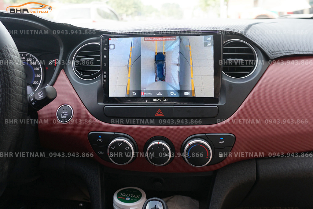 Hình ảnh quan sát 2 bên gương trên màn hình DVD Bravigo Ultimate Hyundai i10 2014 - 2020
