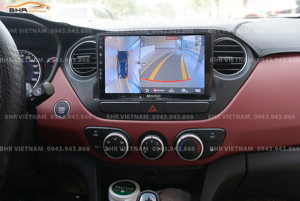 Hình ảnh quan sát từ camera sau trên màn hình DVD Bravigo Ultimate Hyundai i10 2014 - 2020
