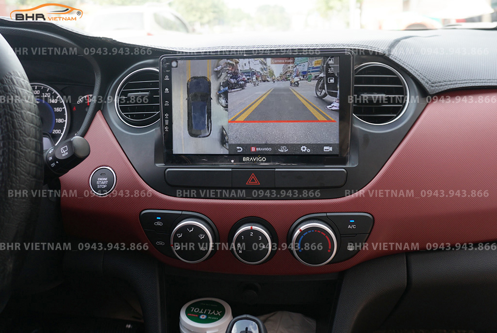 Hình ảnh quan sát camera trước màn hình DVD Bravigo Ultimate Hyundai i10 2014 - 2020