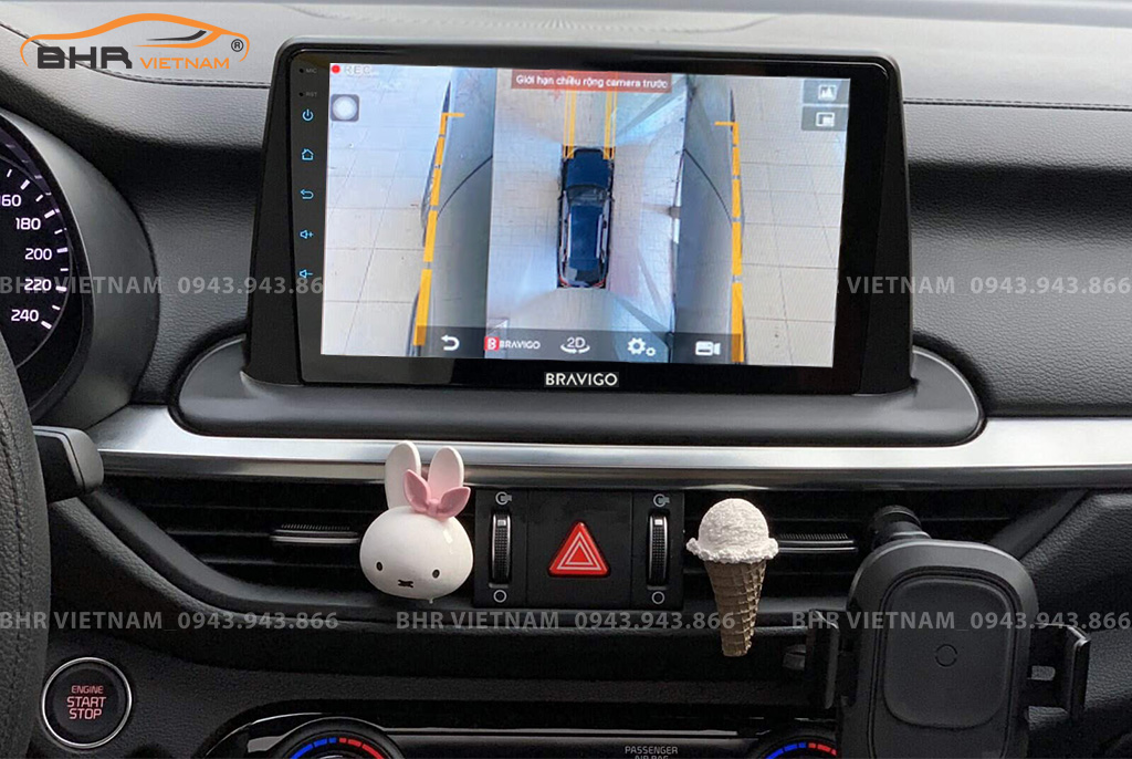 Hình ảnh quan sát 2 bên gương trên màn hình DVD Bravigo Ultimate Kia Cerato 2019 - nay