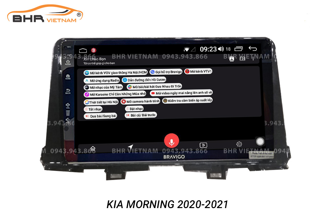 Điều khiển bằng giọng nói thông minh DVD Android Bravigo Ultimate Kia Morning 2021 - nay