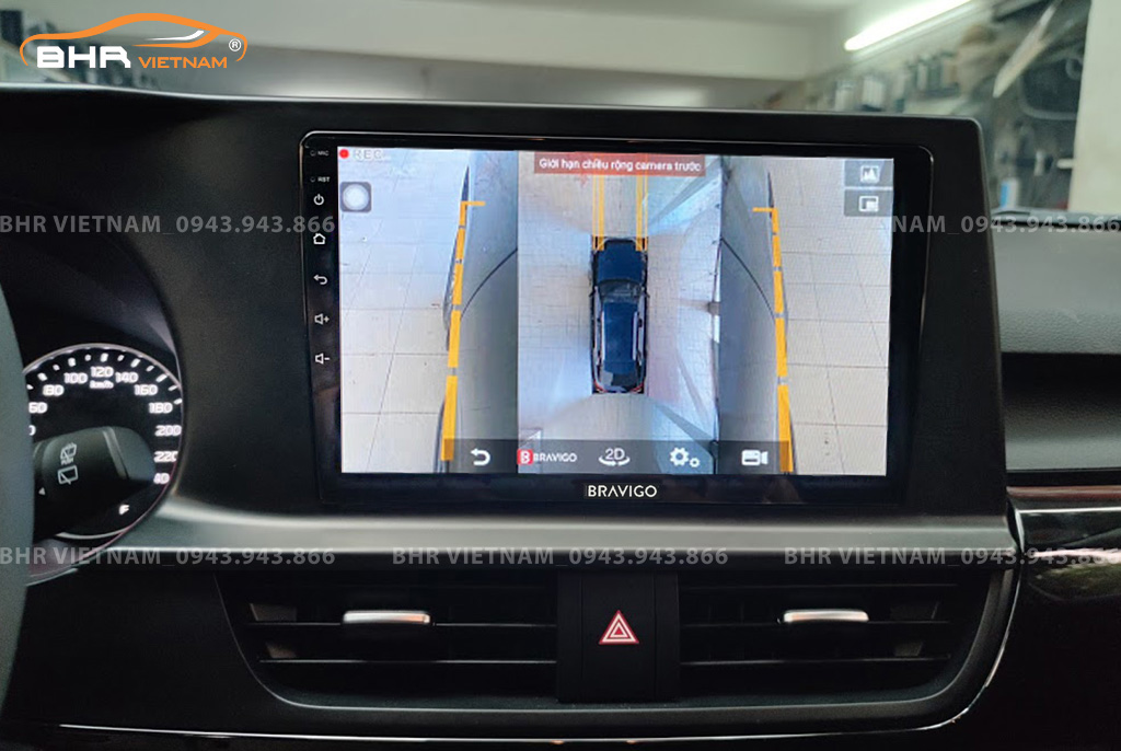 Hình ảnh quan sát 2 bên gương trên màn hình DVD Bravigo Ultimate Kia Seltos 2020 - nay