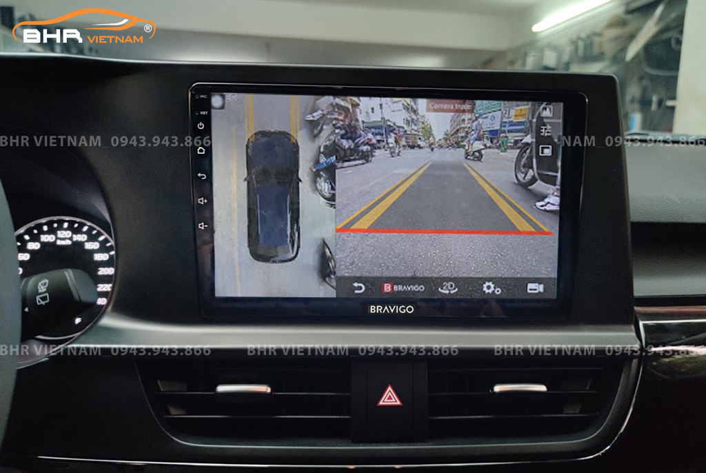 Hình ảnh quan sát camera trước màn hình DVD Bravigo Ultimate Kia Seltos 2020 - nay
