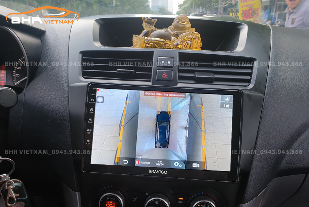 Hình ảnh quan sát 2 bên gương trên màn hình DVD Bravigo Ultimate Mazda BT50 2013 - nay