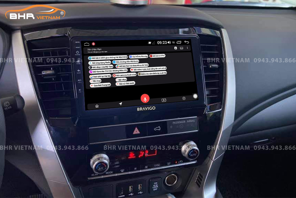 Điều khiển bằng giọng nói thông minh DVD Android Bravigo Ultimate Mitsubishi Pajero Sport 2018 - nay