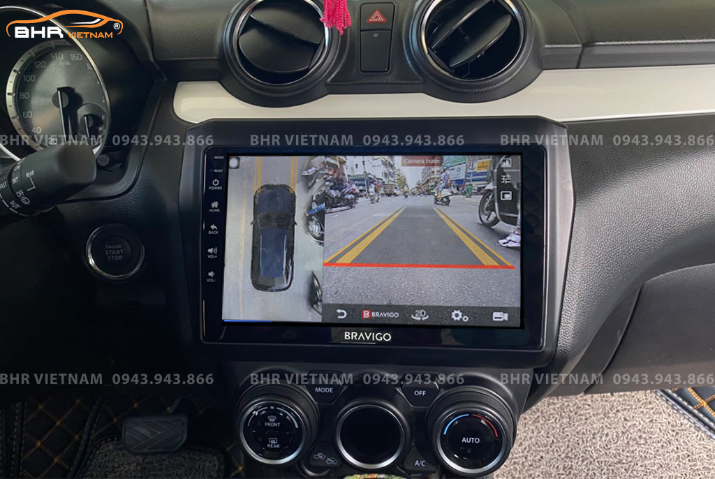 Hình ảnh quan sát camera trước màn hình DVD Bravigo Ultimate Suzuki Swift 2019 - nay