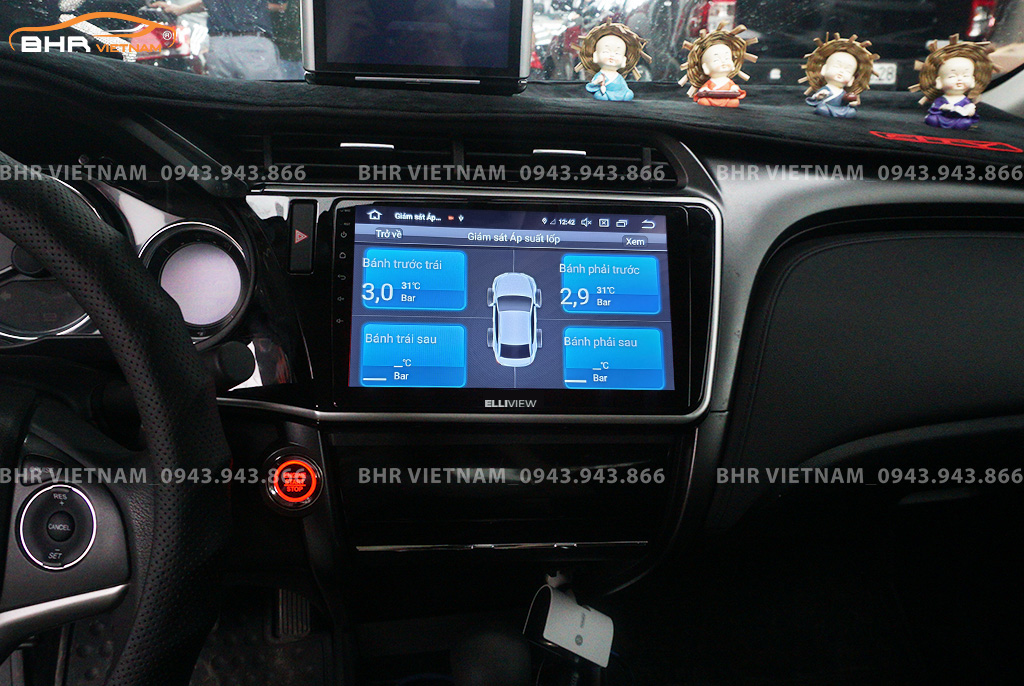 Hình ảnh quan sát cảm biến áp suất lốp Elliview S4 Basic Honda City 2018 - 2020