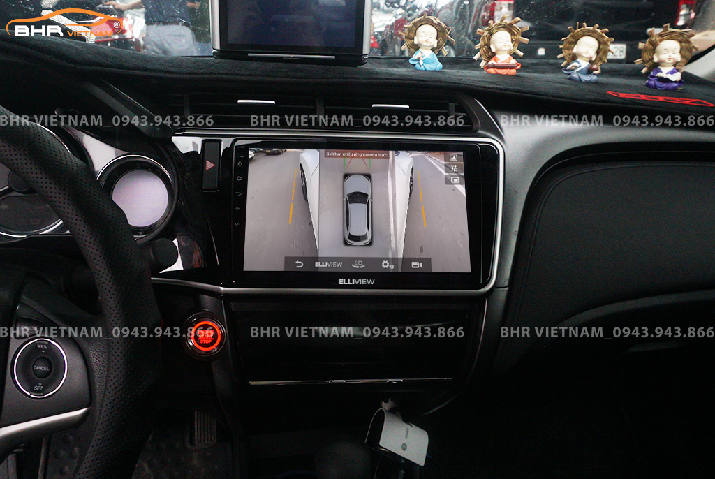 Hình ảnh quan sát 2 bên gương trên màn hình DVD Elliview S4 Basic Honda City 2018 - 2020