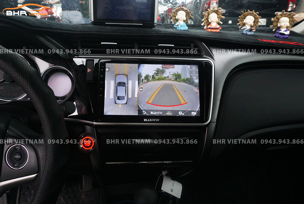 Hình ảnh quan sát camera trước màn hình DVD Elliview S4 Basic Honda City 2018 - 2020