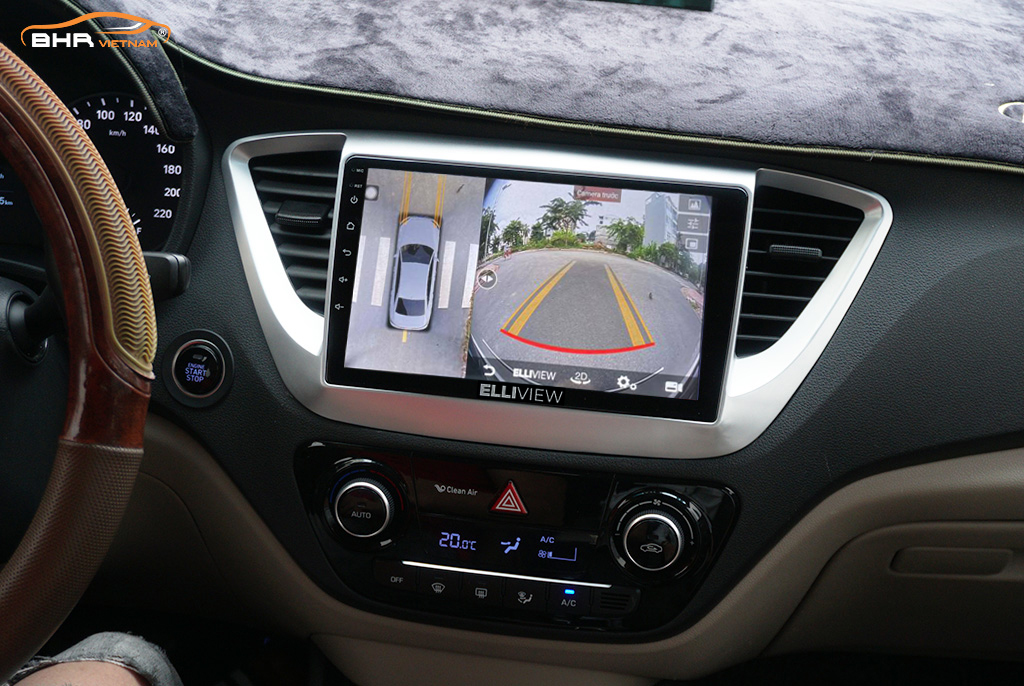 Hình ảnh quan sát camera trước màn hình DVD Elliview S4 Basic Hyundai Accent 2017 - 2020