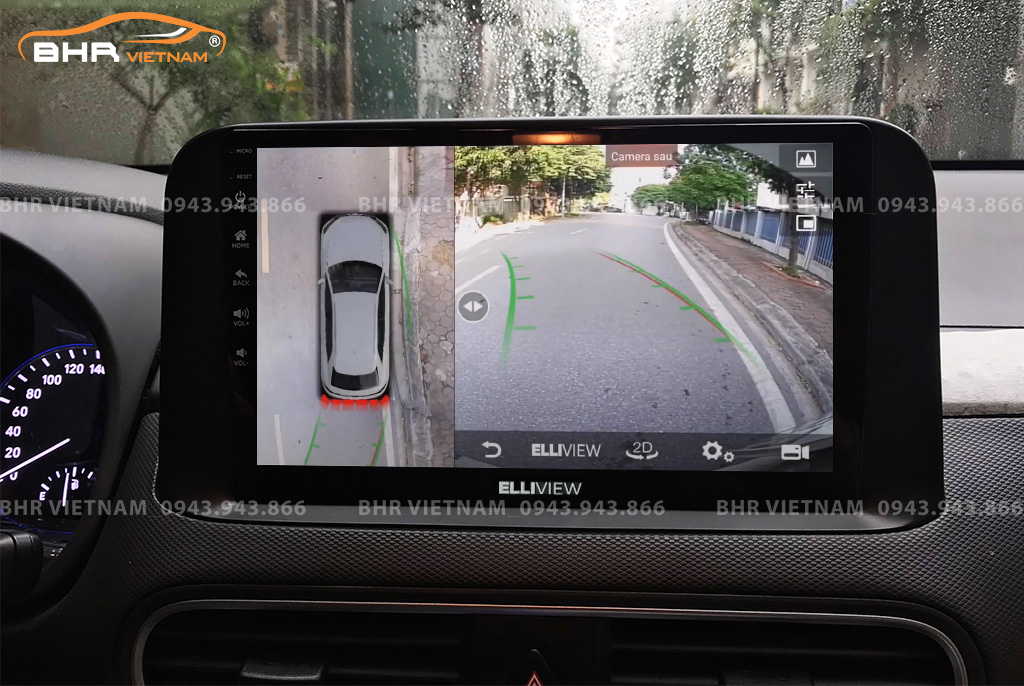 Hình ảnh quan sát từ camera sau Elliview S4 Basic Hyundai Kona 2018 - nay