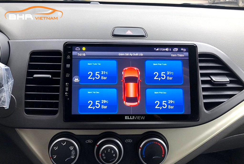 Hình ảnh quan sát cảm biến áp suất lốp Elliview S4 Basic Kia Morning 2011 - 2020