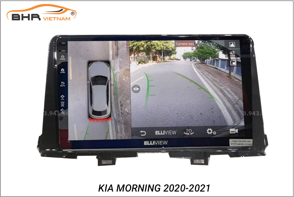 Hình ảnh quan sát từ camera sau Elliview S4 Basic Kia Morning 2021 - nay