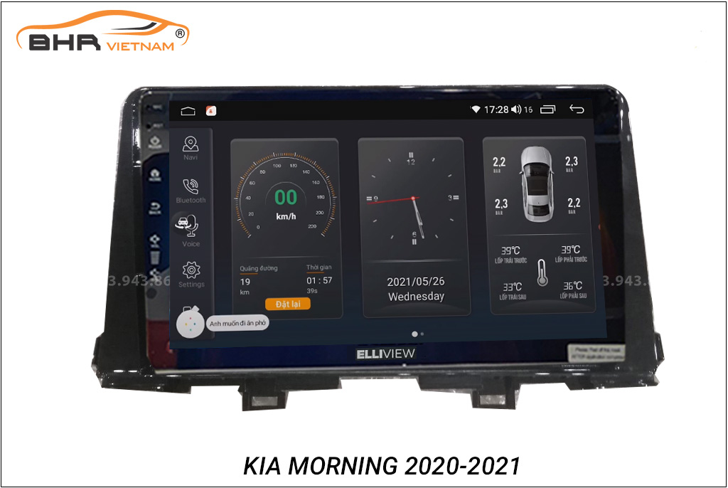 Điều khiển bằng giọng nói thông minh màn hình Elliview S4 Basic Kia Morning 2021 - nay