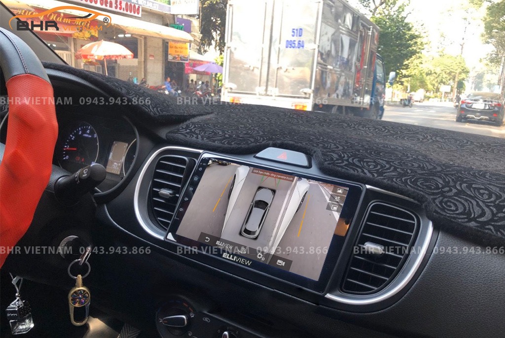 Hình ảnh quan sát 2 bên gương trên màn hình DVD Elliview S4 Basic Kia Soluto 2019 - nay
