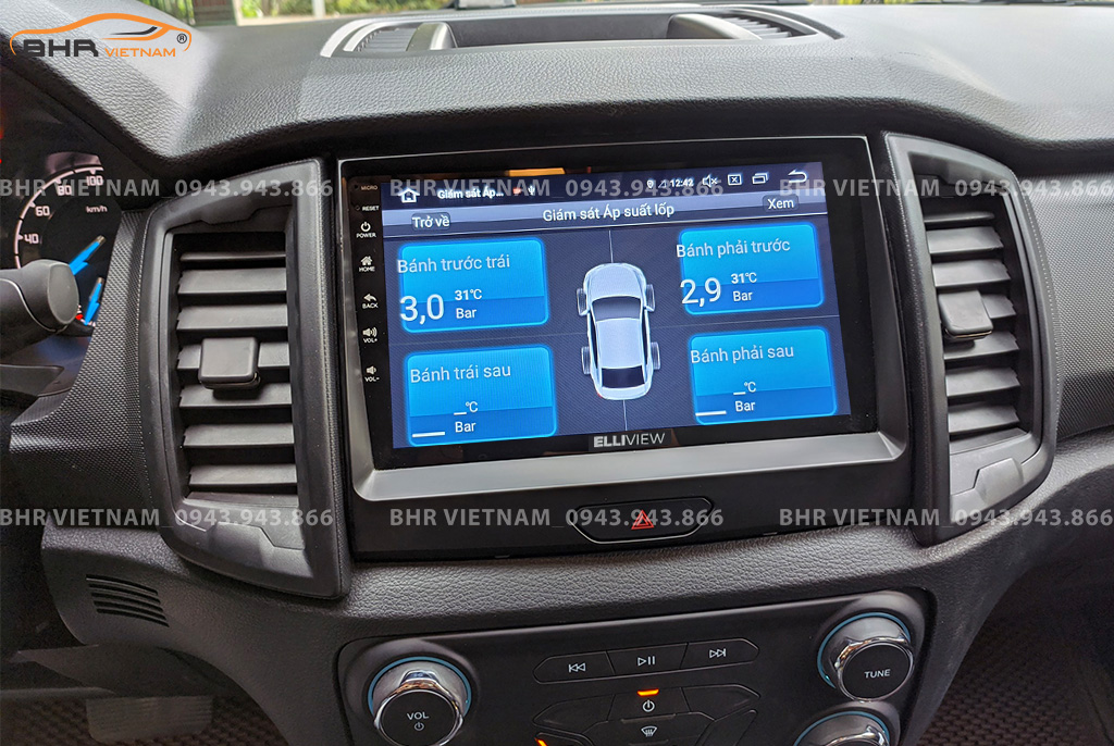 Hình ảnh quan sát cảm biến áp suất lốp Elliview S4 Deluxe Ford Ranger 2012 - nay