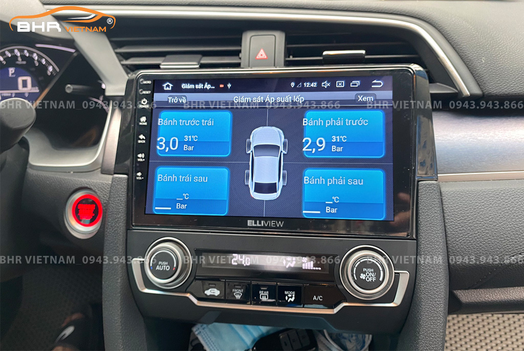 Hình ảnh quan sát cảm biến áp suất lốp Elliview S4 Deluxe Honda Civic 2017 - nay