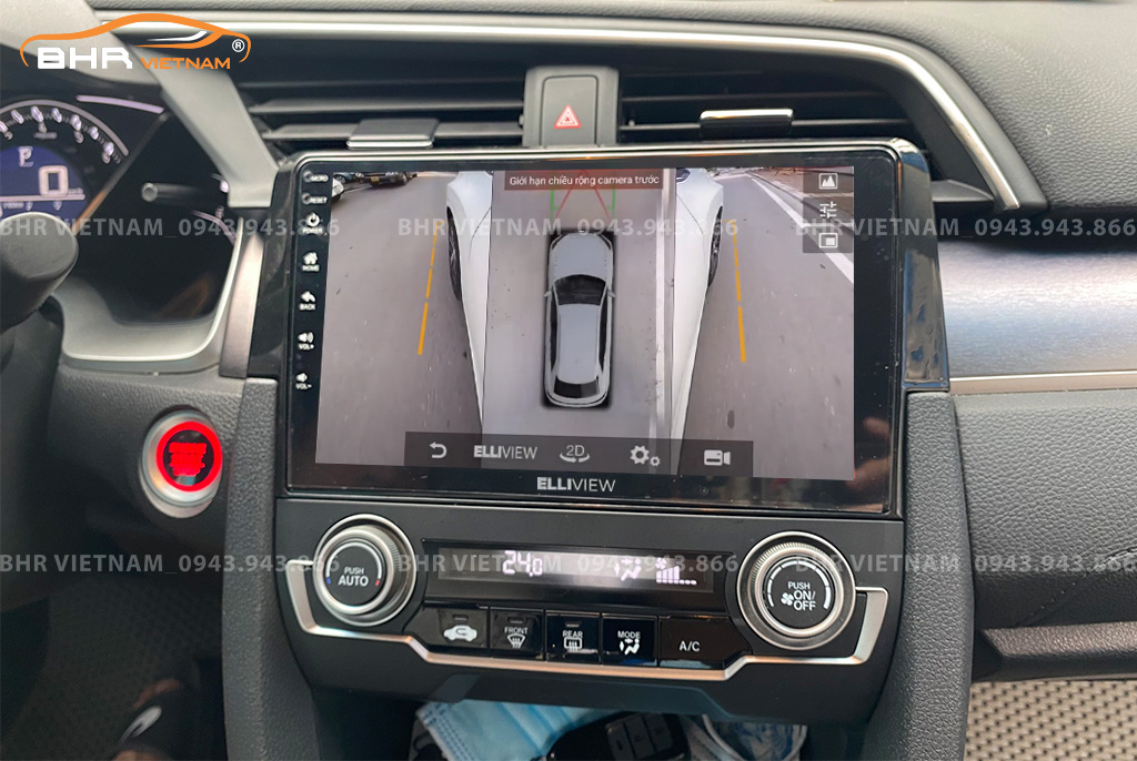 Hình ảnh quan sát 2 bên gương trên màn hình DVD Elliview S4 Deluxe Honda Civic 2017 - nay