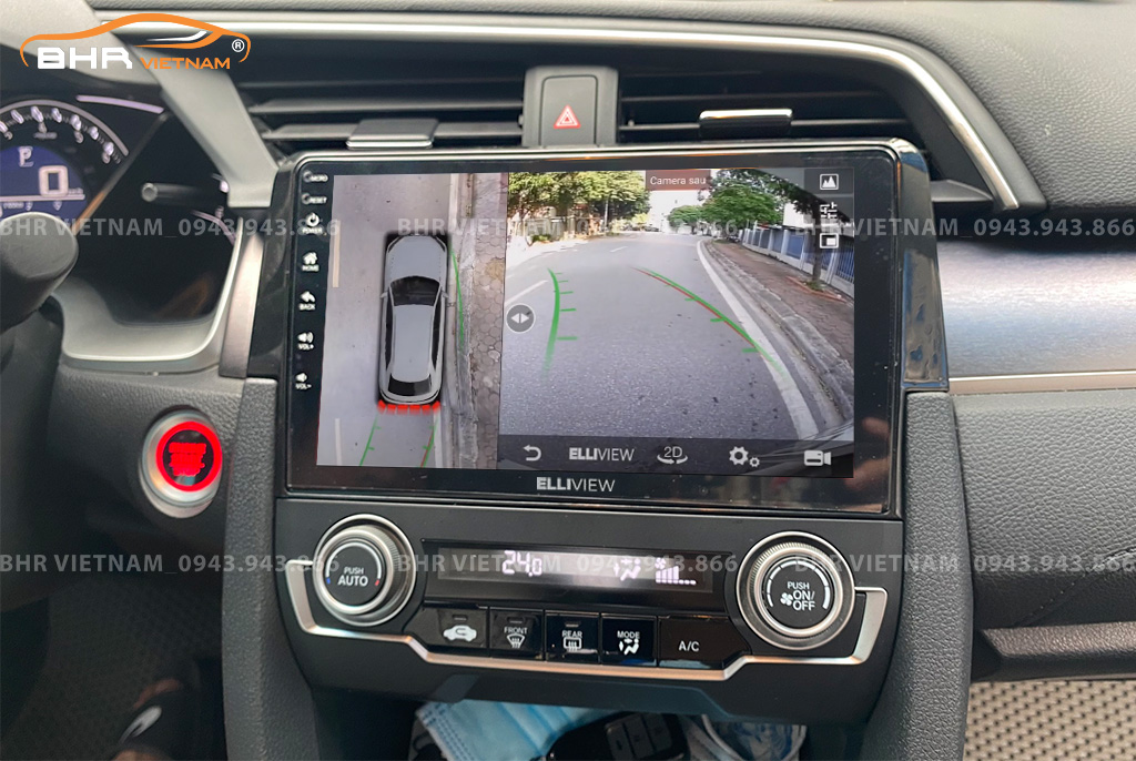 Hình ảnh quan sát từ camera sau Elliview S4 Deluxe Honda Civic 2017 - nay