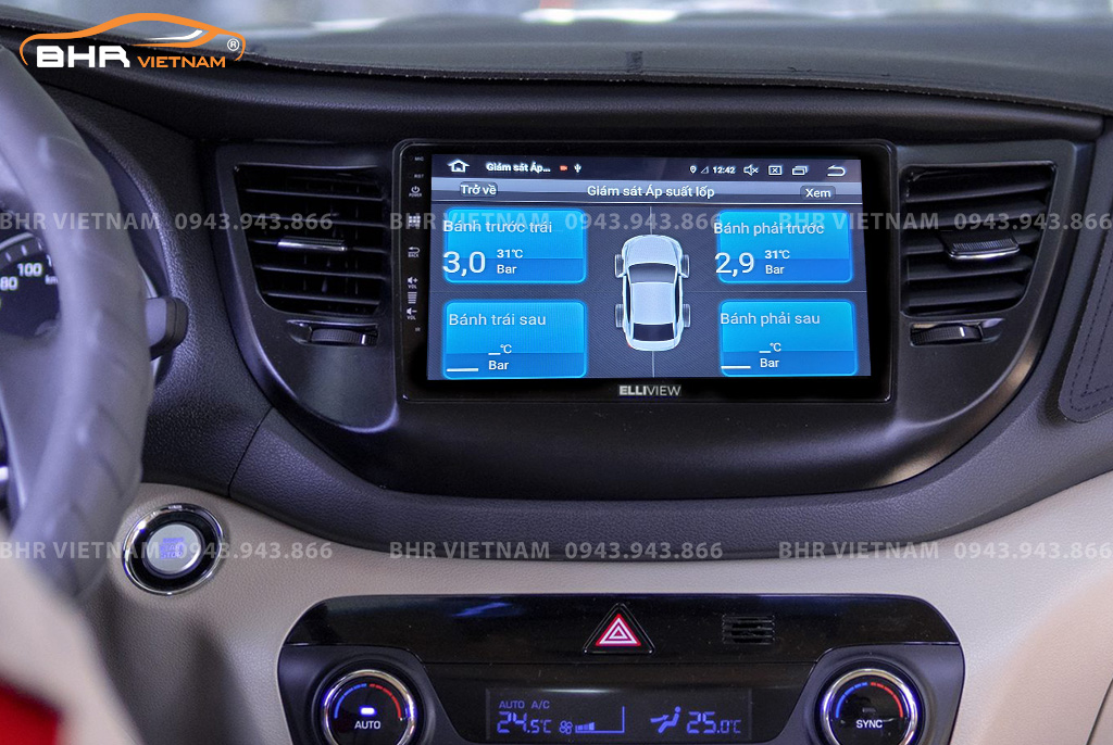 Hình ảnh quan sát cảm biến áp suất lốp Elliview S4 Deluxe Hyundai Tucson 2015 - 2018