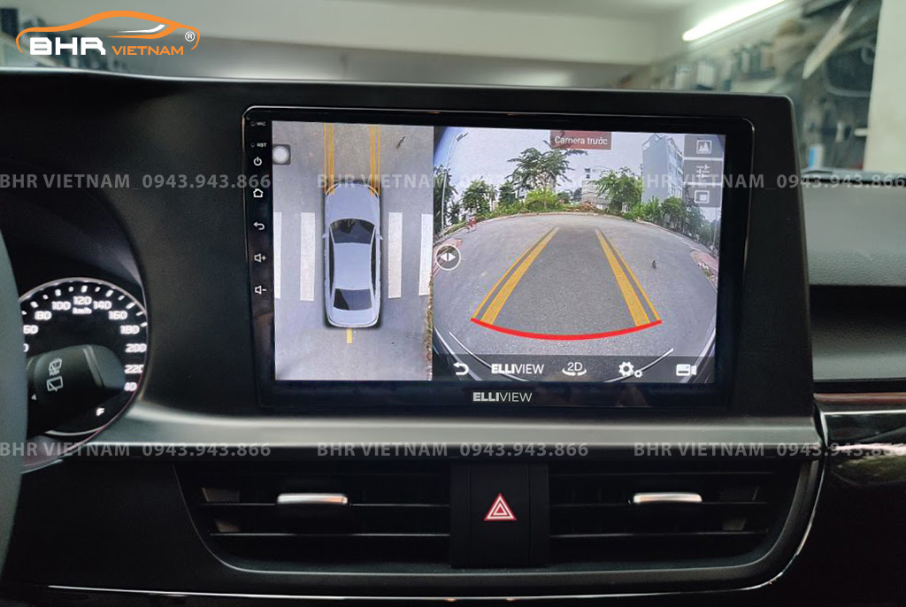 Hình ảnh quan sát camera trước màn hình DVD Elliview S4 Deluxe Kia Seltos 2020 - nay