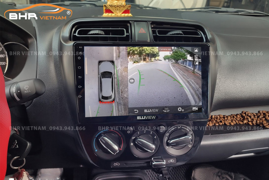 Hình ảnh quan sát từ camera sau Elliview S4 Deluxe Mitsubishi Mirage 2013 - 2020