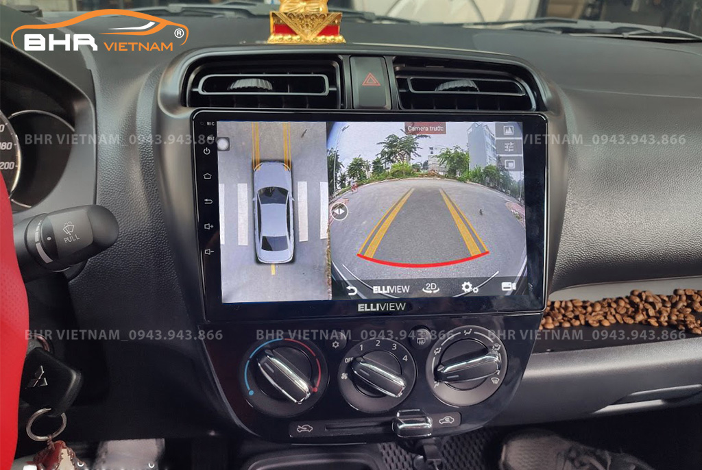 Hình ảnh quan sát camera trước màn hình DVD Elliview S4 Deluxe Mitsubishi Mirage 2013 - 2020