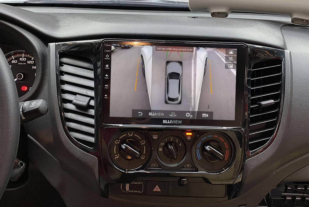 Hình ảnh quan sát 2 bên gương trên màn hình DVD Elliview S4 Deluxe Mitsubishi Triton 2020 - nay