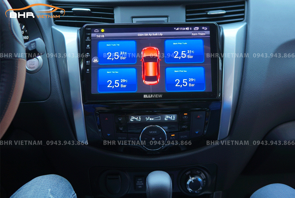 Hình ảnh quan sát cảm biến áp suất lốp Elliview S4 Deluxe Nissan Navara 2021 - nay