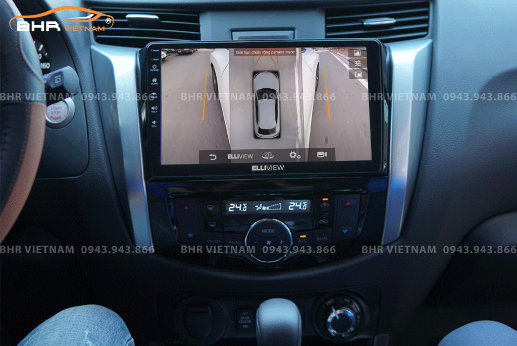 Hình ảnh quan sát 2 bên gương trên màn hình DVD Elliview S4 Deluxe Nissan Navara 2021 - nay