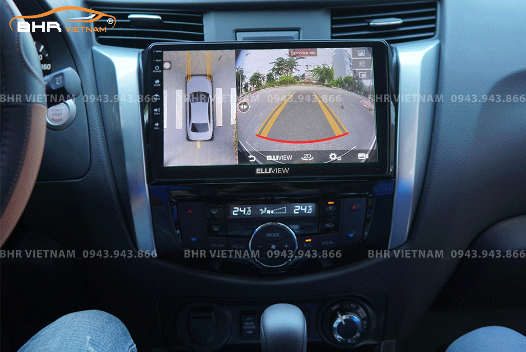 Hình ảnh quan sát camera trước màn hình DVD Elliview S4 Deluxe Nissan Navara 2021 - nay