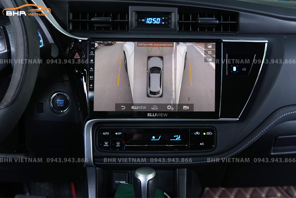 Hình ảnh quan sát 2 bên gương trên màn hình DVD Elliview S4 Deluxe Toyota Altis 2018 - nay