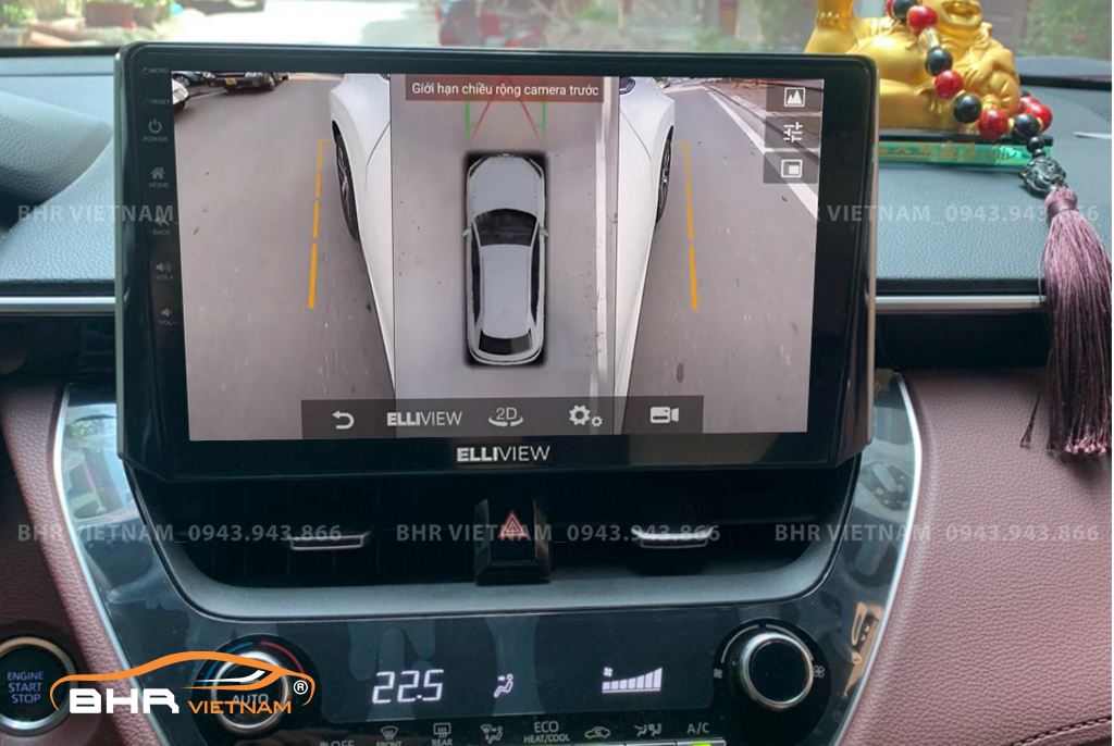 Hình ảnh quan sát 2 bên gương trên màn hình DVD Elliview S4 Deluxe Toyota Cross 2020 - nay